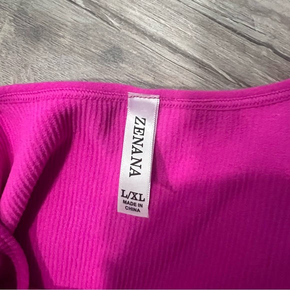 Zenana Ribbed Square Neck Cropped Top Tank Hot Pink size L/XL - Picture 3 of 4